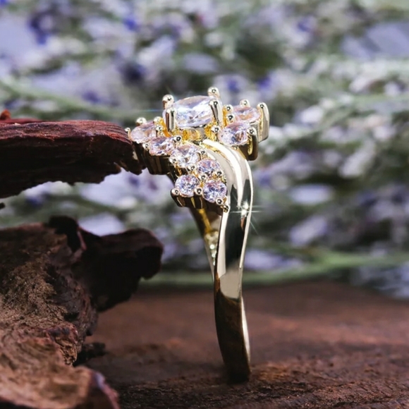 Gold Simulated Diamonds Ring - Picture 6 of 7